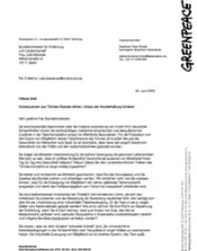 Offener Brief Greenpeace an Landwirtschaftsministerin Julia Klöckner: Konsequenzen aus Tönnies-Skandal