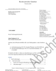 Stellungnahme Verfassungsbeschwerde 1 BvR 288/20 RA Roda Verheyen
